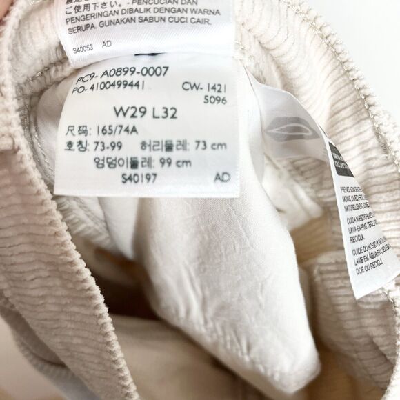 Levis Premium 70s High Flare Corduroy Pants Ivory White Womens 29 Bell Bottom - Picture 10 of 10